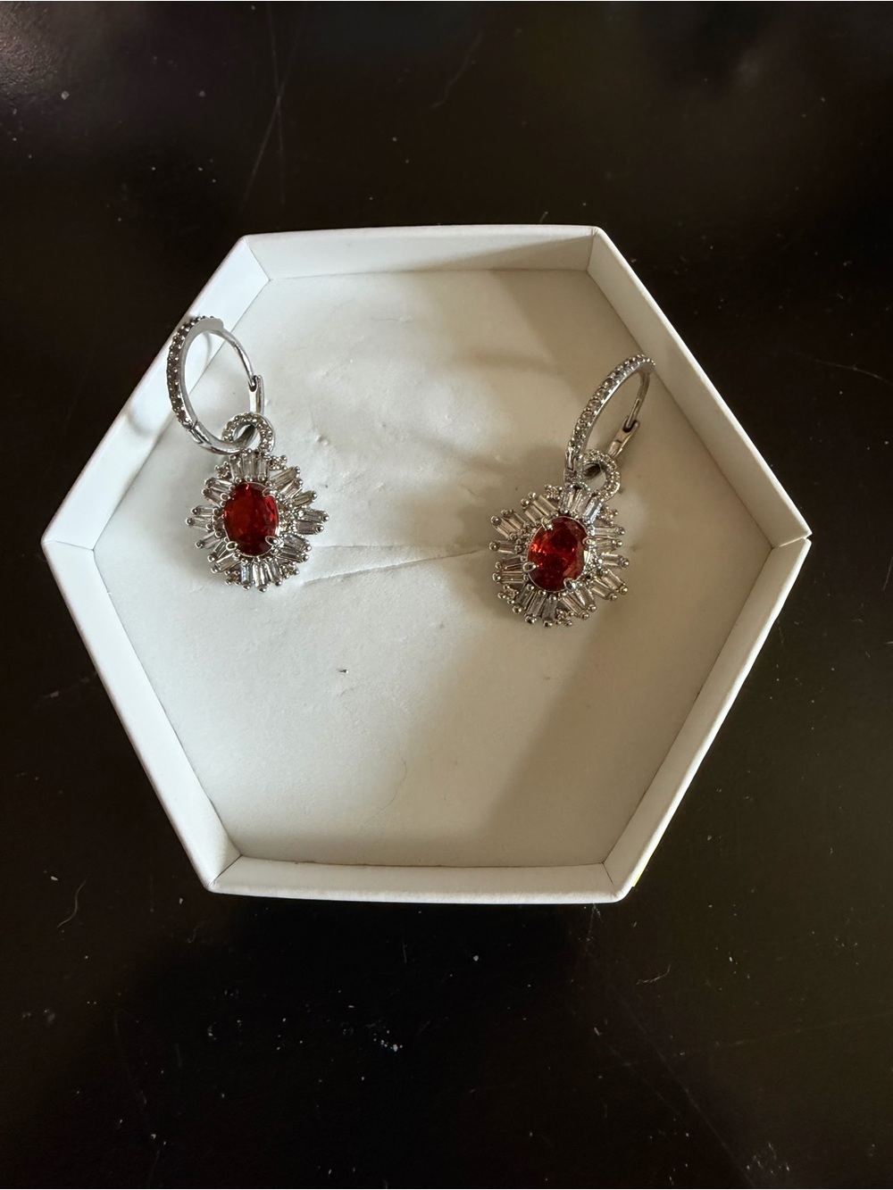 January 26: Garnet on Rhodium Hoops